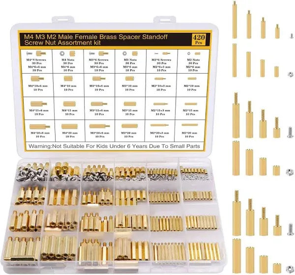 Csdtylh 420Pcs M2 M3 M4 Motherboard Standoffs&Screws&Nuts Kit Hex Male-Female Brass Spacer Standoffs