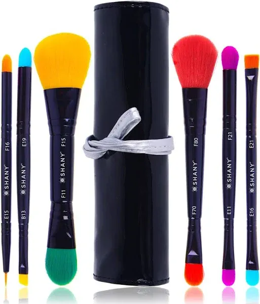 SHANY Vegan Makeup Brushes LUNA 6 PC Double Sided Travel Make up Brushes with 12 unique Bristles