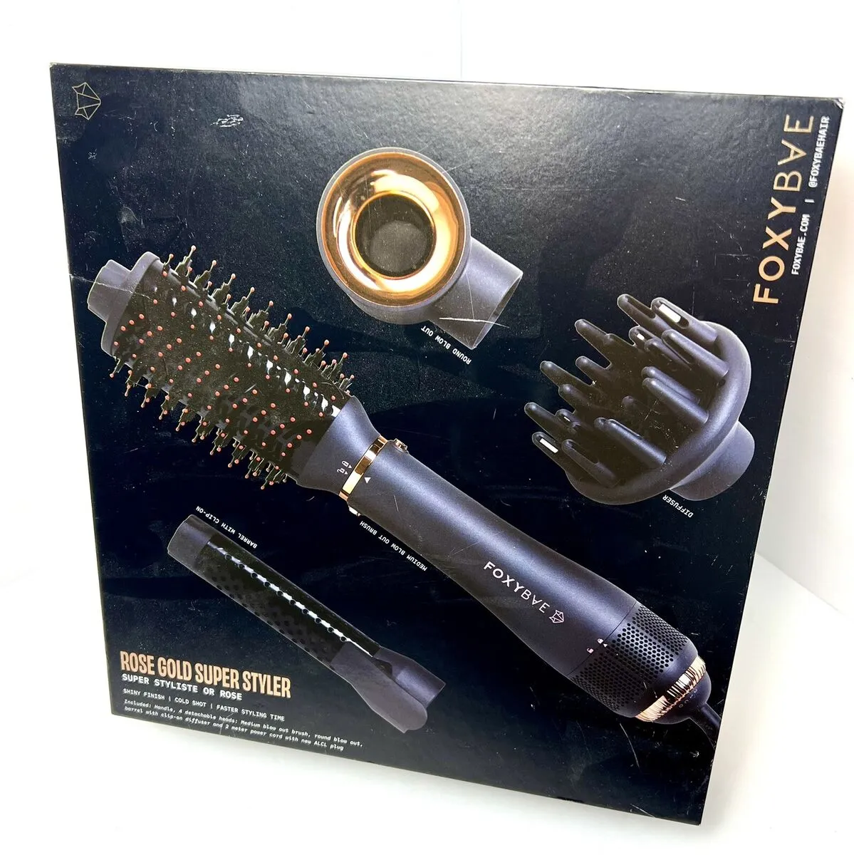 FoxyBae Rose Gold Styler 4 - 1 Blow Dryer Set, Blow Out, Diffuser, Curler - NEW