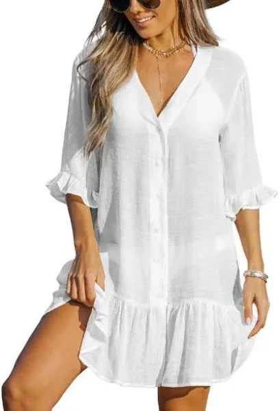 Cupshe Women's Ruffled Cover-Up Dress