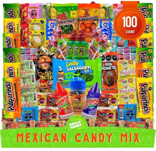 Mexican Candy Mix Assortment, Dulces mexicanos, Includes Vero mango, Salsaghetti, Peloneta, Pelon pelo rico, bulk candies, pulparindo, candy box variety pack