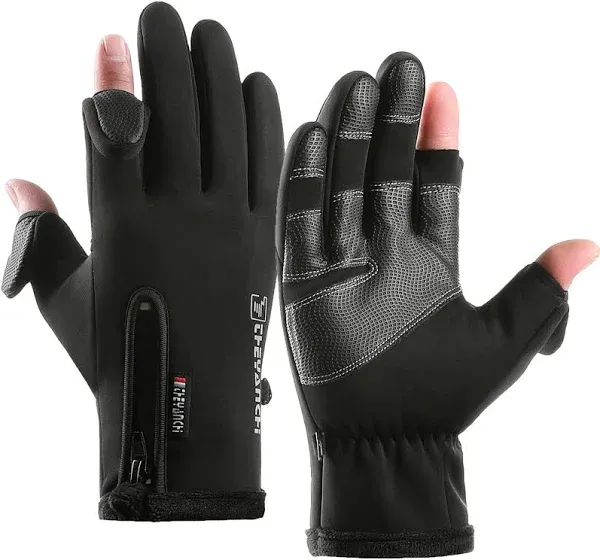 LJCUTE Winter Fingerless Fishing Gloves