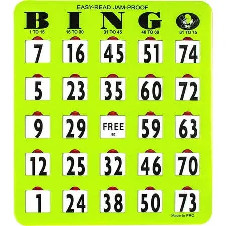 MR CHIPS Jam-Proof Easy-Read Large Print Fingertip Bingo Cards Sliding Windows