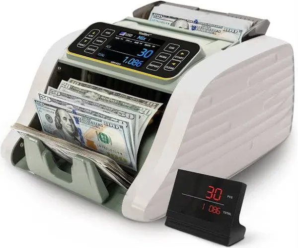 KOLIBRI KBR-500 Money Counter Machine Mixed Denomination | Business Grade Cash Counter Machine w/Advanced IR/UV/MG/MT/Counterfeit Detection, Multi-Currency (USD CAD MXN GBP EUR)