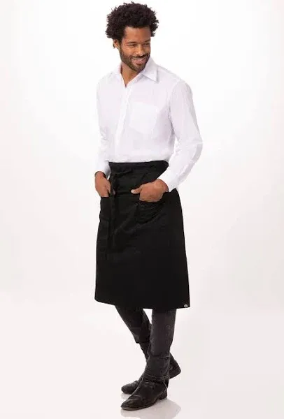 Reversible Waiter Apron with Pockets Black One Size