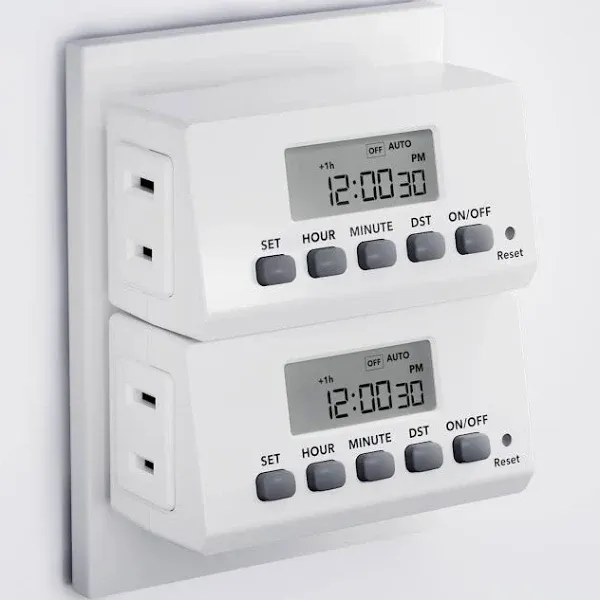 BN-LINK Mini Indoor Stackable 24-Hour Digital Outlet Timer (2 Pack)