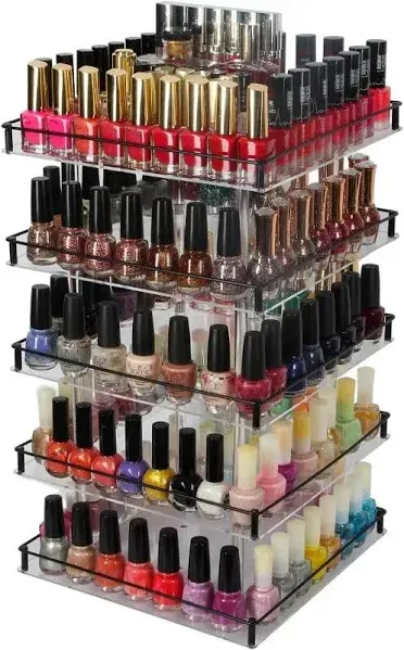 J JACKCUBE DESIGN Nail Polish Organizer, 5 Tier Acrylic 360 Rotating Display ...