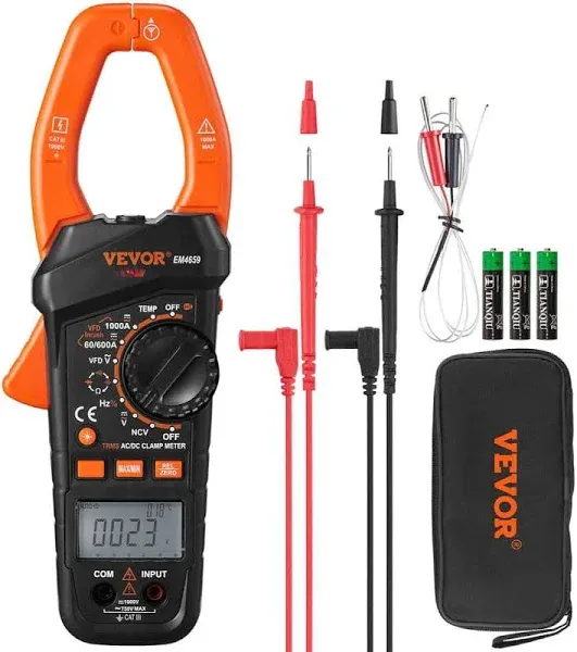 VEVOR Digital Clamp Meter 1000A T-RMS 6000 Counts