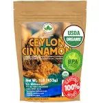 Ceylon Cinnamon Powder (1lb) 100% Certified Organic Freshly Ground Premium Sri Lanka Cinnamon for Exquisite Flavor and Aroma Gluten Free & Non-GMO