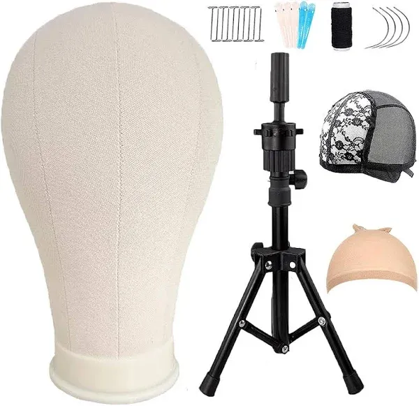 23Inch Wig Head,Wig Stand Tripod with Head,Canvas Wig Head,Wig Head Stand with M