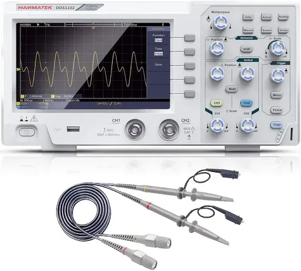 HANMATEK 110MHz Bandwidth DOS1102 Digital Oscilloscope with 2 Channels And Screen 7 Inch / 18 Cm