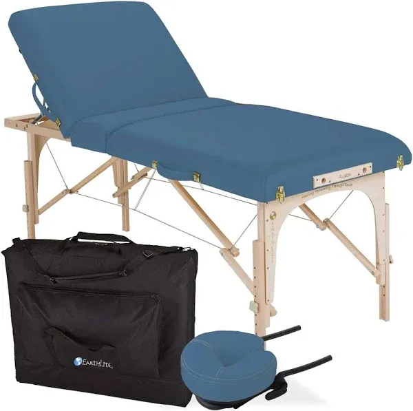 EARTHLITE Portable Massage Table Package AVALON – Reiki Endplate, Premium Flex-Rest Face Cradle & Strata Cushion, Carry Case (30”x73”)