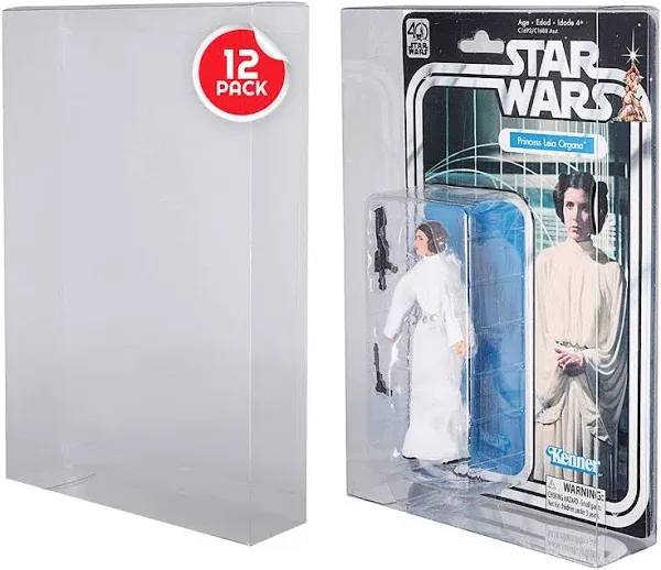 EVORETRO Star Wars Action Figure Display Case for Hasbro 40th Anniversary Carded Figures Scratch Resistant Acid-Free - Pack of 12