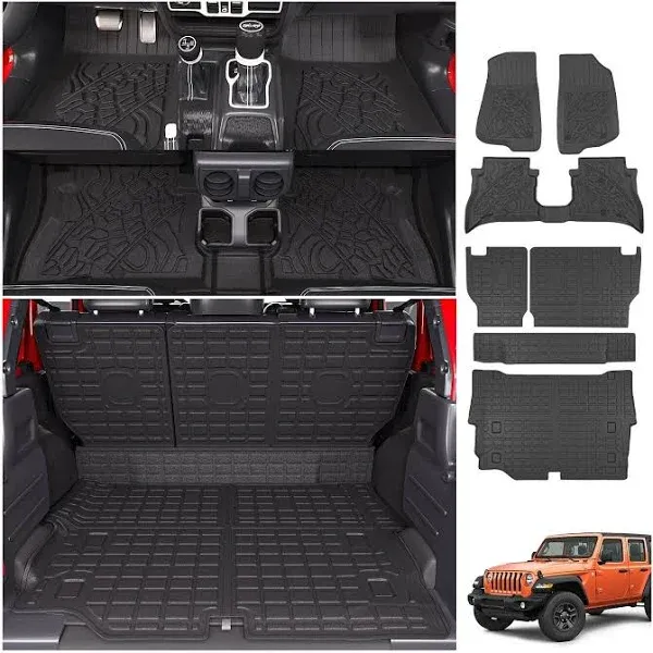 powoq Mat Compatible with 2021-2024 Jeep Wrangler JL 4XE 4 Door Trunk Mat Backrest Mat TPE Replacement Jeep Wrangler JL