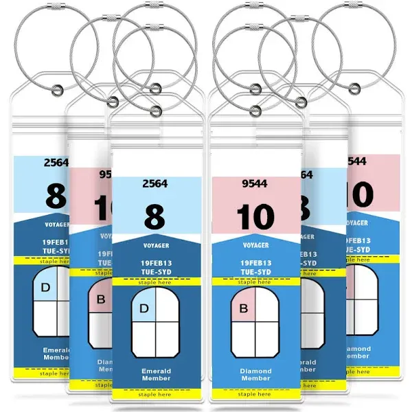 GreatShield Cruise Luggage Tag Holder Zip Seal & Steel Loops, Water Resistance PVC Pouch for Royal Caribbean and Celebrity Cruise Ship