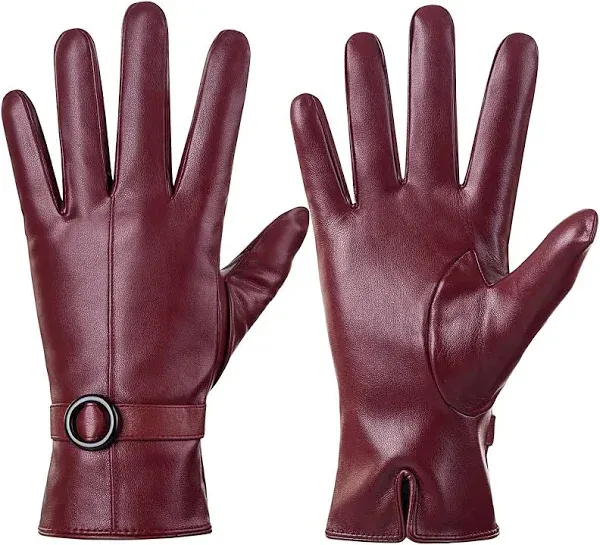 Womens Winter Leather Gloves Touchscreen Texting Warm Driving Lambskin Gloves