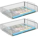 Mind Reader 2-Pack Stackable Tray, Silver, Organizer