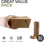 Microwaveable Kraft Brown Take Out Boxes - 30 oz - 50 Pack - Leak and Grease Resistant - Recyclable Food Containers