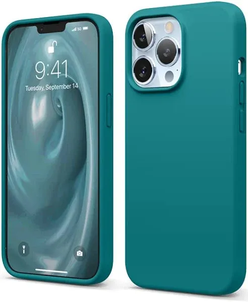 elago Liquid Silicone Case Compatible with iPhone 13 Pro Case (6.1"), Premium Silicone, Full Body Protection - 3 Layer Shockproof Phone Cover, Anti-Scratch Soft Microfiber Lining (Dark Turquoise)