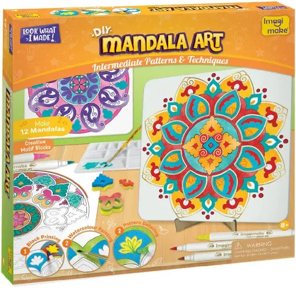 Imagimake Mandala Art Kit | Watercolor Paint Set | 12 Exciting Mandala Projects in Arts and Crafts for Kids Ages 8-12-14-16 | Craft Kits for Adults & Kids | 7 Year Old Girl Birthday Gifts