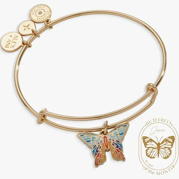 Alex and Ani Shiny Gold Butterfly Charm Bangle Bracelet