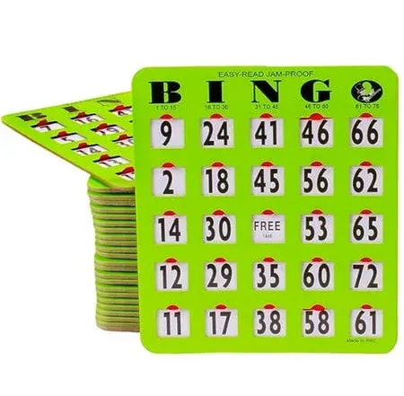 Jam-Proof Easy-Read Large Print Fingertip Bingo Cards 25 Pack in Green Style