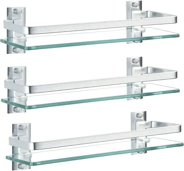 3 Pack Bathroom Glass Shelf