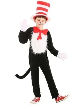 Childs Licensed Dr Seuss Cat in the Hat Costume Childrens Book Day Outfit New