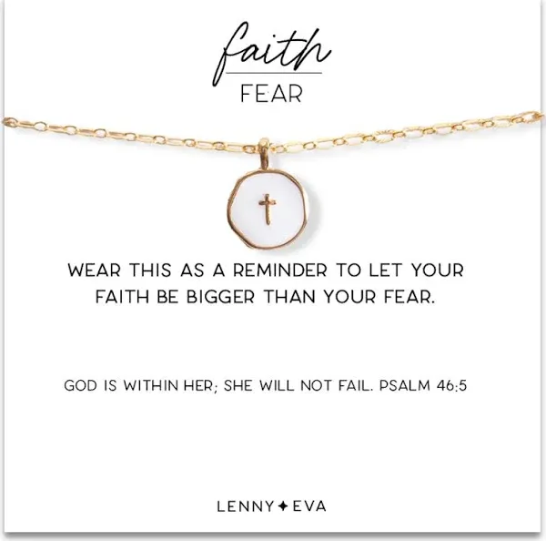 Lenny & Eva Faith Over Fear Necklace White Cross