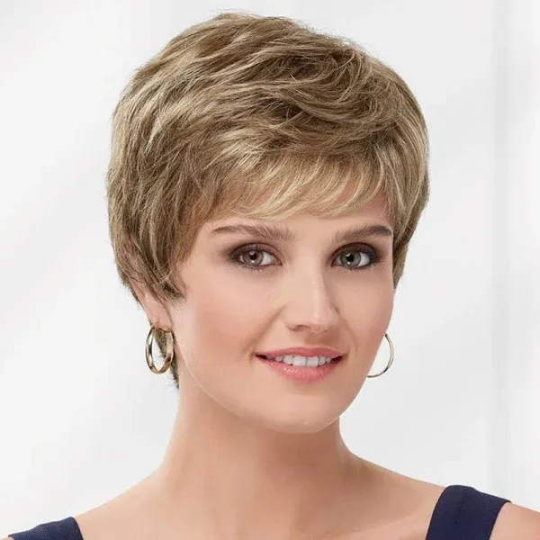 Paula Young Casey WhisperLite Wig Short, Ultra-Chic Pixie Wig with Neat, Straight Layers/Multi-tonal Shades of Blonde, Silver, Brown, and Red