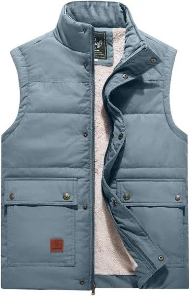 Flygo Men's Fleece Lined Winter Warm Outdoor Padded Puffer Vest Thick Sleeveless Jacket