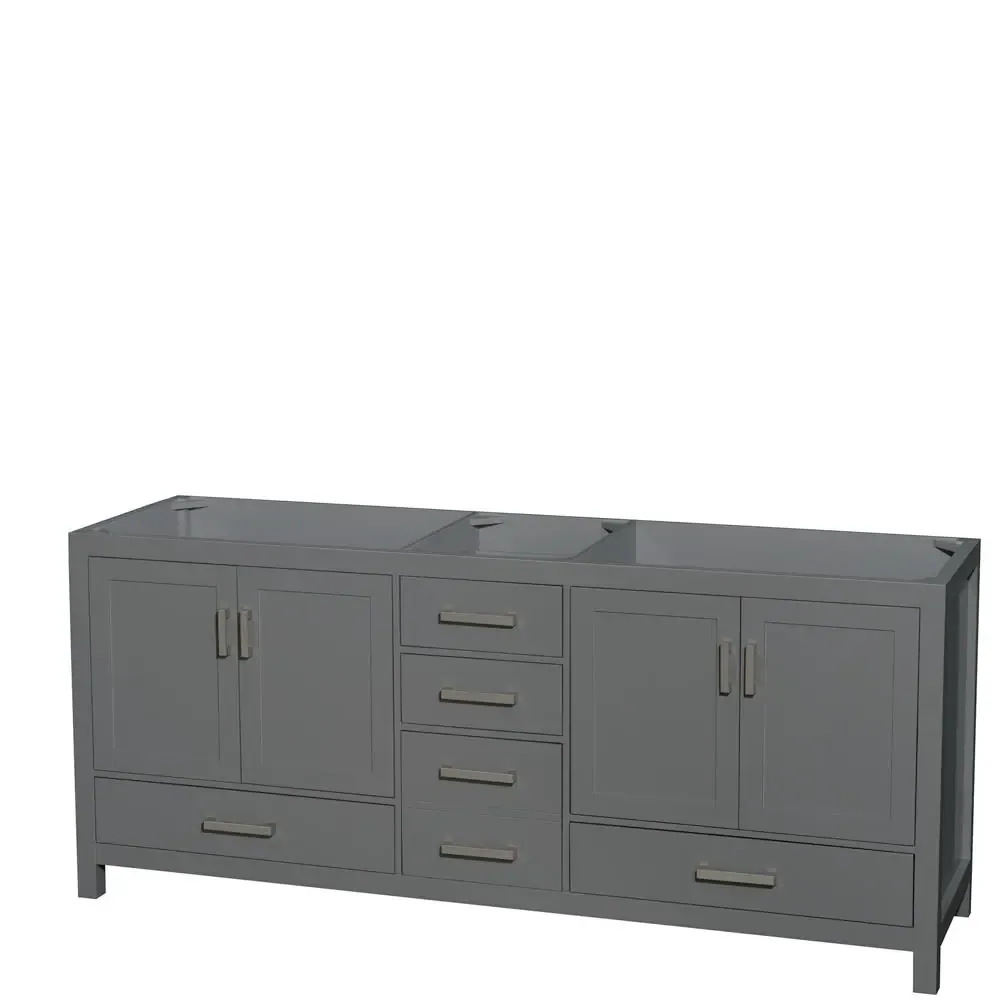 Wyndham Collection Sheffield 80-in Dark Gray with Brushed Chrome Trim Bathroom Vanity Base Cabinet without Top