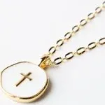 Faith Over Fear Necklace-White Cross | Lenny & EVA