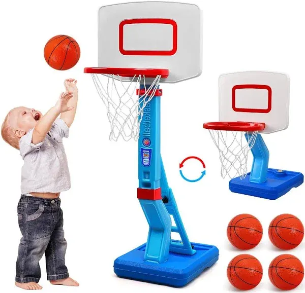 Toddler Basketball Hoop Indoor for Age 1-3, Adjustable Kids Basketball Hoop, Min