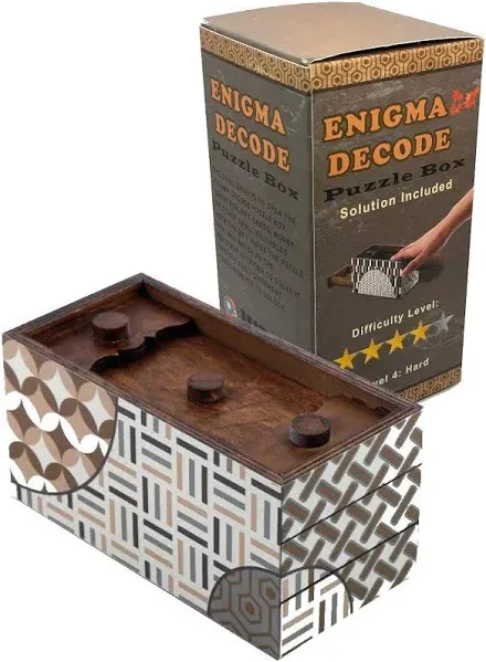 Enigma Decode Secret Puzzle Box - Money and Gift Card Holder in a Wood Magic Trick Lock with Two Hidden Compartments Brainteaser