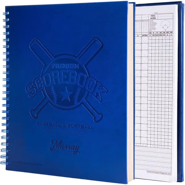 Murray Sporting Goods Premium Baseball Softball Scorebook - 60 Games | Stats Score Keeper Book for Adult & Youth Baseball/Softball