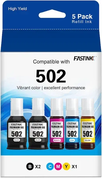 502 High Capacity Ink Bottles Replacement for Epson 502 Ink Refill Bottles Work with Ecotank ET-2760, ET-3760, ET-2750, ET-4750,ET-4760 ET-2850 ET-3830 ET-3850 Printer