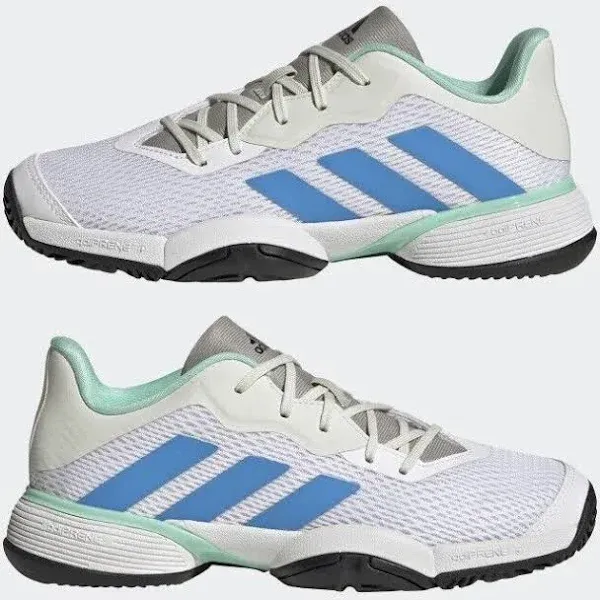 NIB Adidas Barricade Hard Court Tennis Shoes Kids Youth 5 White Blue