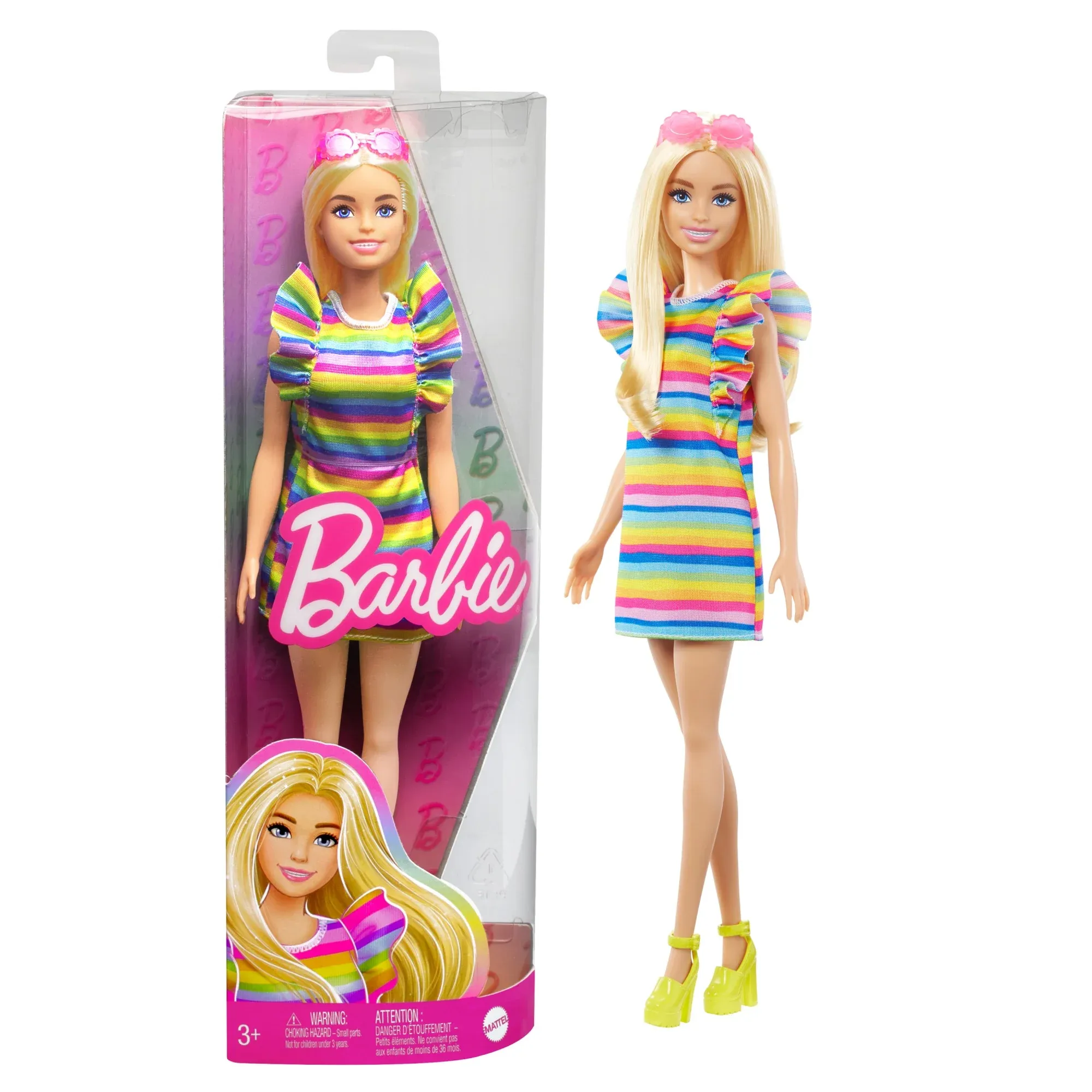 Barbie Doll with Braces and Rainbow Dress, Barbie Fashionistas