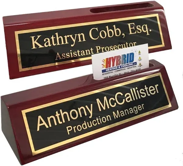 Desk Name Plate Personalized Engraved with Business Card Holder | Name Plate for Desk | Office Decor