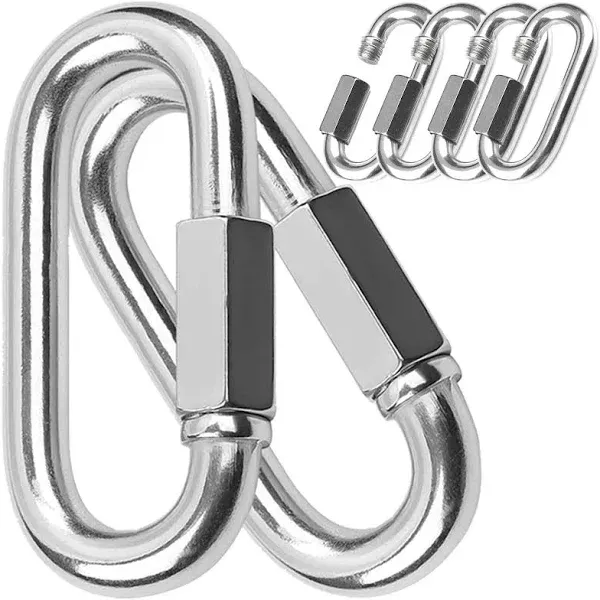 6PCS Heavy Duty 1/2-Inch Quick Link, M12 Chain Connector Links for Heavy Uses, D Shape Locking Carabiner Clips with 2500lbs Capacity, Galvanized Thread Quick Link for Swing Set Tow Chains Gym Hammock