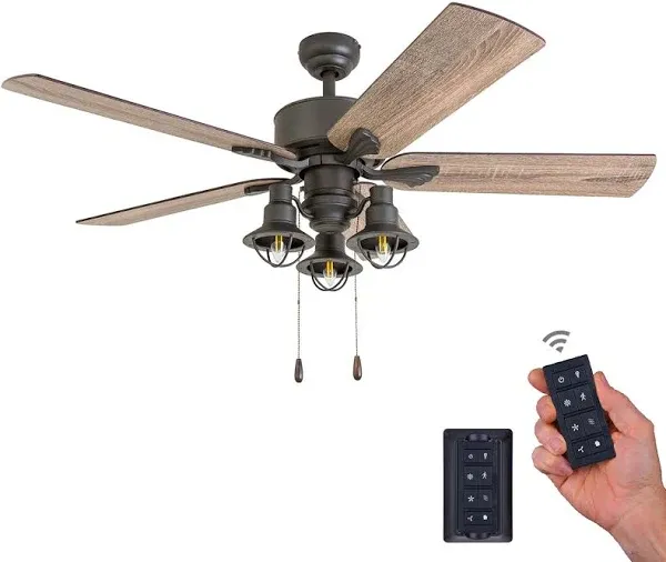 Sivan 52 Inch Farmhouse Led Ceiling Fan With Light Remote Control Three Mounting