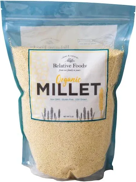 Relative Foods Organic Whole Millet | Gluten Free Grain 5lb Bag