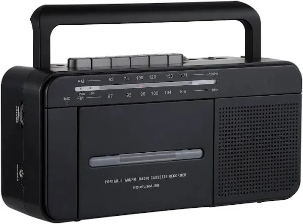 SEMIER Boombox MP3 Conversion Cassette Tape Player Recorder Am FM Radio, Cassette to MP3 Digital Converter, USB Recording, Built-in Microphone, Big