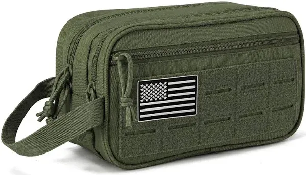 Pavilia Tactical Toiletry Bag for Men, Hygiene Travel Bag, Military Dopp Kit, Water Resistant Molle Pouch, Mens Shaving Grooming Essentials, Bathroom Shower Toiletries Small Organizer Case, Camo