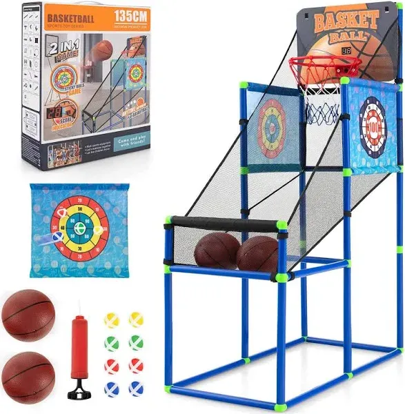 Costway 2-in-1 Kids Basketball Arcade & Sticky Balls Game w/Electronic Scoreboard Sound