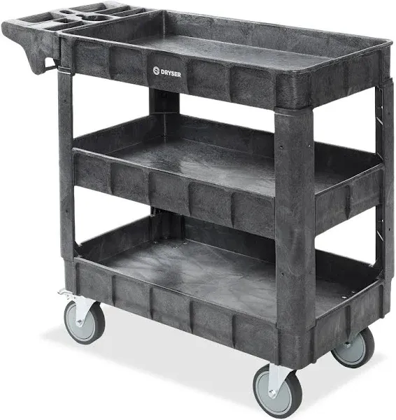 Utility Service Cart with 4-5&#034; Swivel Wheels, 3 Shelves, 550lb. Capacity, 40x17