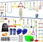 Ninja Warrior Obstacle Course for Kids 2x52ft with Swing Rope Ladder Outdoor