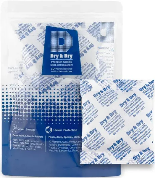 100 Gram 5 Packets Premium Pure &amp; Safe Silica Gel Desiccant Packets Dehumidif...