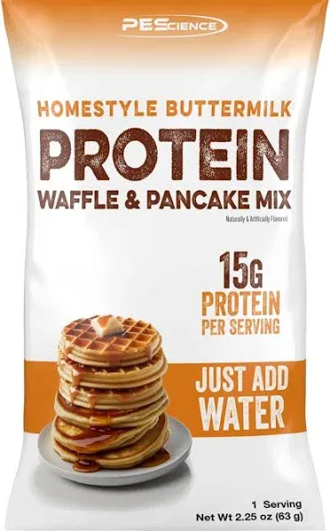 PEScience Buttermilk Protein Pancake & Waffle Mix, Just Add Water, 36 Servings